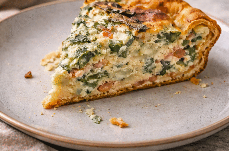 Spinach, Ricotta & Ham Quiche (Easy Savory Recipe)